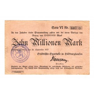 Germany - Weimar Republic Thuringia Hildburghausen 10 Million Mark 1923