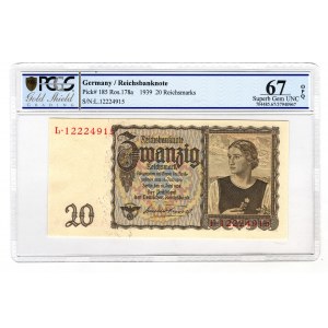 Germany - Third Reich 20 Reichsmark 1939 PCGS 67 OPQ