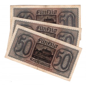 Germany - Third Reich 3 x 50 Reichsmark 1940 - 1945 (ND) Occupation of Ukraine