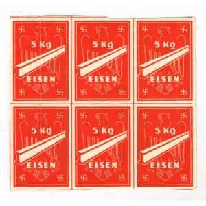 Germany - Third Reich 6 x 5 Kilograms of Iron 1940 (ND) Uncut Sheet