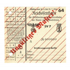 Germany - Third Reich Berlin Provision Card 1944 Specimen