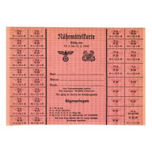 Germany - Third Reich Sigmaringen Provision Card 1940