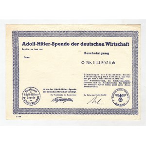 Germany - Third Reich Adolf Hitler Spend Company Certificate 1944