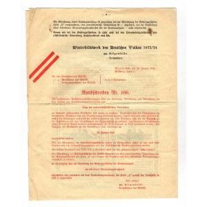 Germany - Third Reich Winter Help Document About WHW Coupons 1933 - 1934 (ND)