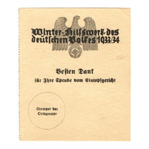 Germany - Third Reich Winter Help Spend 1933 - 1934 (ND)