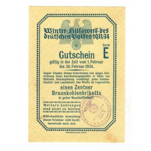 Germany - Third Reich Winter Help Coupon 1934 Febrary Serie E