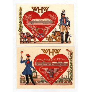 Germany - Third Reich 2 x Winter Help Postcards with Heart 1936 - 1937 (ND)