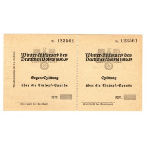 Germany - Third Reich Winter Help Spend 1936 - 1937 (ND) 2 Uncut Pieces