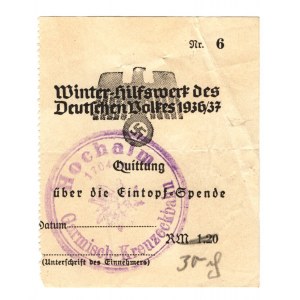 Germany - Third Reich Winter Help Spend 3 Reichsmark 1936 - 1937 (ND)