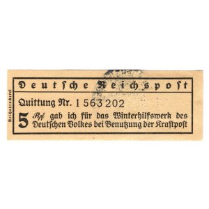 Germany - Third Reich Winter Help Note 5 Reichspfennig 1937