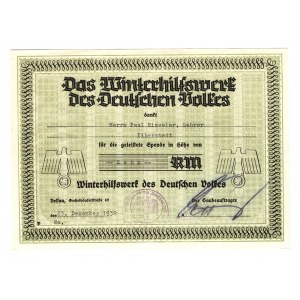 Germany - Third Reich Winter Help Spend 10 Reichsmark 1938