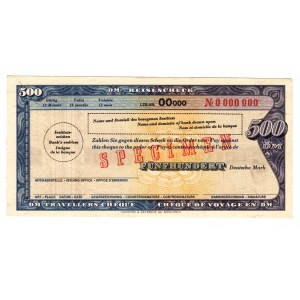 Germany - DDR Travel Cheque 500 Deutsche Mark 1970 (ND) Specimen