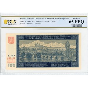 Bohemia & Moravia 100 Korun 1940 Specimen PCGS 65