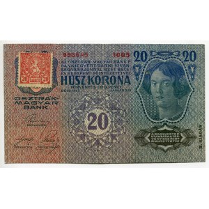 Czechoslovakia 20 Korun 1919 (ND) Adhesive Stamp