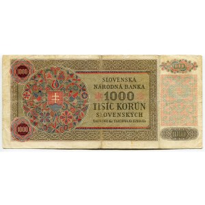 Czechoslovakia 1000 Korun 1945 (ND) (Provisional Adhesive stamp issue)