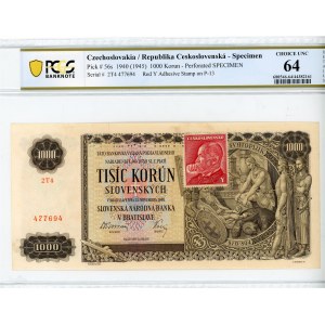 Czechoslovakia 1000 Korun 1945 (ND) Specimen PCGS 64