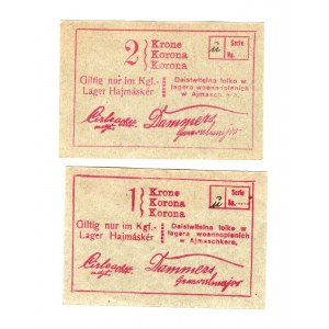 Austria - Hungary Hajmasker Lager Notes WWI 1-2 Kronen 1916