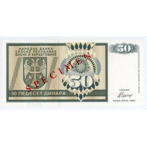 Bosnia & Herzegovina 50 Dinara 1992 Specimen