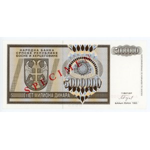 Bosnia & Herzegovina 5000000 Dinara 1993 Specimen