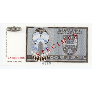Bosnia & Herzegovina 5000000 Dinara 1993 Specimen
