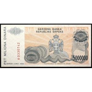 Bosnia & Herzegovina 5 000 000 Dinara 1993 Serbian Republic