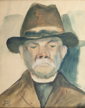 Julian Fałat (1853-1929), Portret mężczyzny w kapeluszu