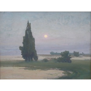Iwan Trusz (1869-1941), Pejzaż z cyprysami
