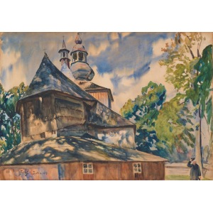 Julian Fałat (1853-1929), Kościół w Mikuszowicach na Śląsku, [1913]
