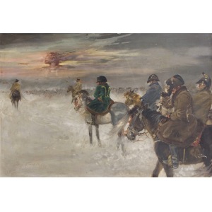 Jerzy Kossak (1886-1955), La retraite de Napoléon sous Moscou, [1936].