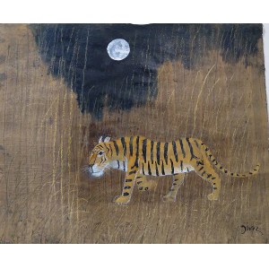 Józef Wilkoń ( ur.1930 ), Złoty tygrys w zaroślach, 2022