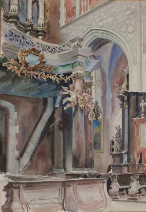 Antoni Chrzanowski (1905-2000), Wnętrze kościoła Bożego Ciała w Krakowie (1946)