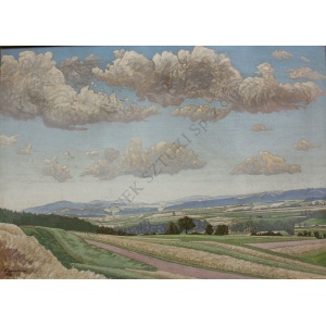 Max Felgentreu (1874-1952), Pejzaż z polem i chmurami (1913)