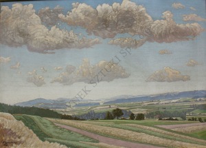 Max Felgentreu (1874-1952), Pejzaż z polem i chmurami (1913)