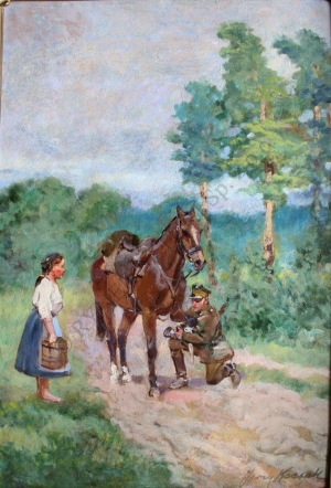 Jerzy Kossak (1886-1955), Ułan i dziewczyna