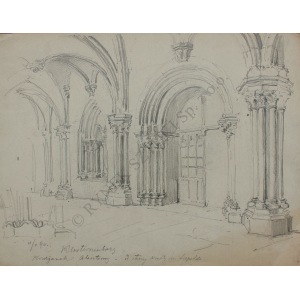 Józef Mehoffer (1869-1946), (rysunek dwustronny, na odwrociu: Motyw z grobowca Fryderyka III w katedrze św. Szczepana w Wiedniu)
