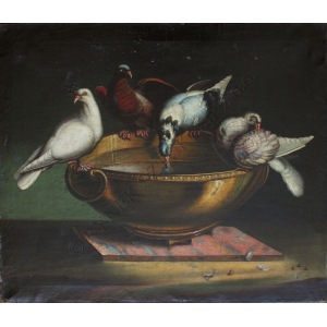 A.N.(XIX w.), Scena alegoryczna z gołębiami