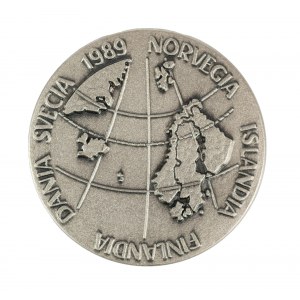 Medal JOANNES PAULUS II [SREBRO p. 925] Norvegia Islandia Finlandia Dania Svecia 1989,