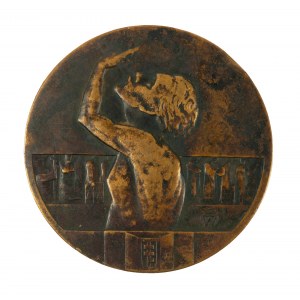 Medal 200-LECIE GIMNAZJUM W STANISŁAWOWIE 1728 - 1928, sygnowany W. Przedwojewski, brąz, Strzałkowski 607 [44]