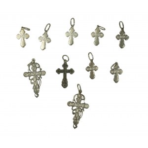 Krzyżyki prawosławne, [srebro], różne wzory, 10 sztuk [17]