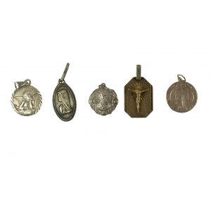 Medaliki, [srebro], różne wzory i motywy, 5 sztuk [12]