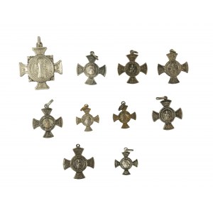 Medaliki w formie krzyża, różne wzory i motywy, 10 sztuk [78]