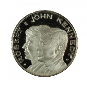 Medal [srebro] pamiątkowy poświęcony zastrzelonym braciom KENNEDY (John - Prezydent USA i Robert - młodszy brat), średnica 35mm, waga 13,8g