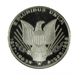Medal [srebro] pamiątkowy poświęcony zastrzelonym braciom KENNEDY (John - Prezydent USA i Robert - młodszy brat), średnica 35mm, waga 13,8g