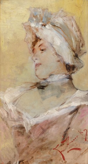 Franciszek Żmurko (1859 Lwów - 1910 Warszawa), Portret damy w kapeluszu