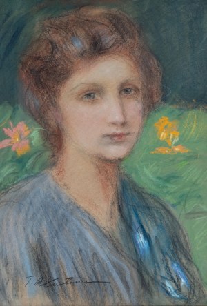 Teodor Axentowicz (1859 Braszów/Rumunia - 1938 Kraków), Portret dziewczyny, przed 1937 r.