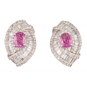 Kolczyki z diamentami i różowymi szafirami, współczesne