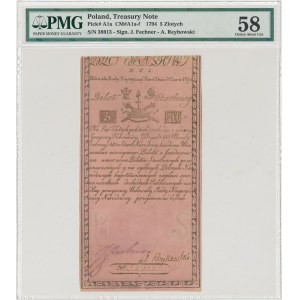 5 złotych 1794 - N.C 1. - herbowy znak wodny - PMG 58