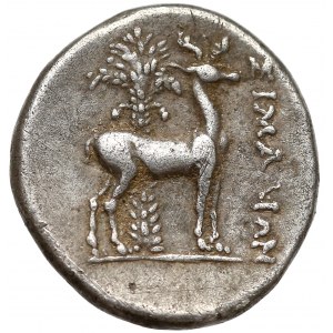 Ephesos, Ionia, Drachm (202-150 BC) Bee E-Φ / stag, palm tree