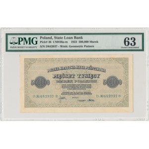 500.000 mkp 1923 - D (Mił.36c) - 6-cyfr - PMG 63