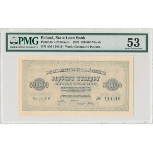 500.000 mkp 1923 - Serja AM (Mił.36d) - 6-cyfr - PMG 53